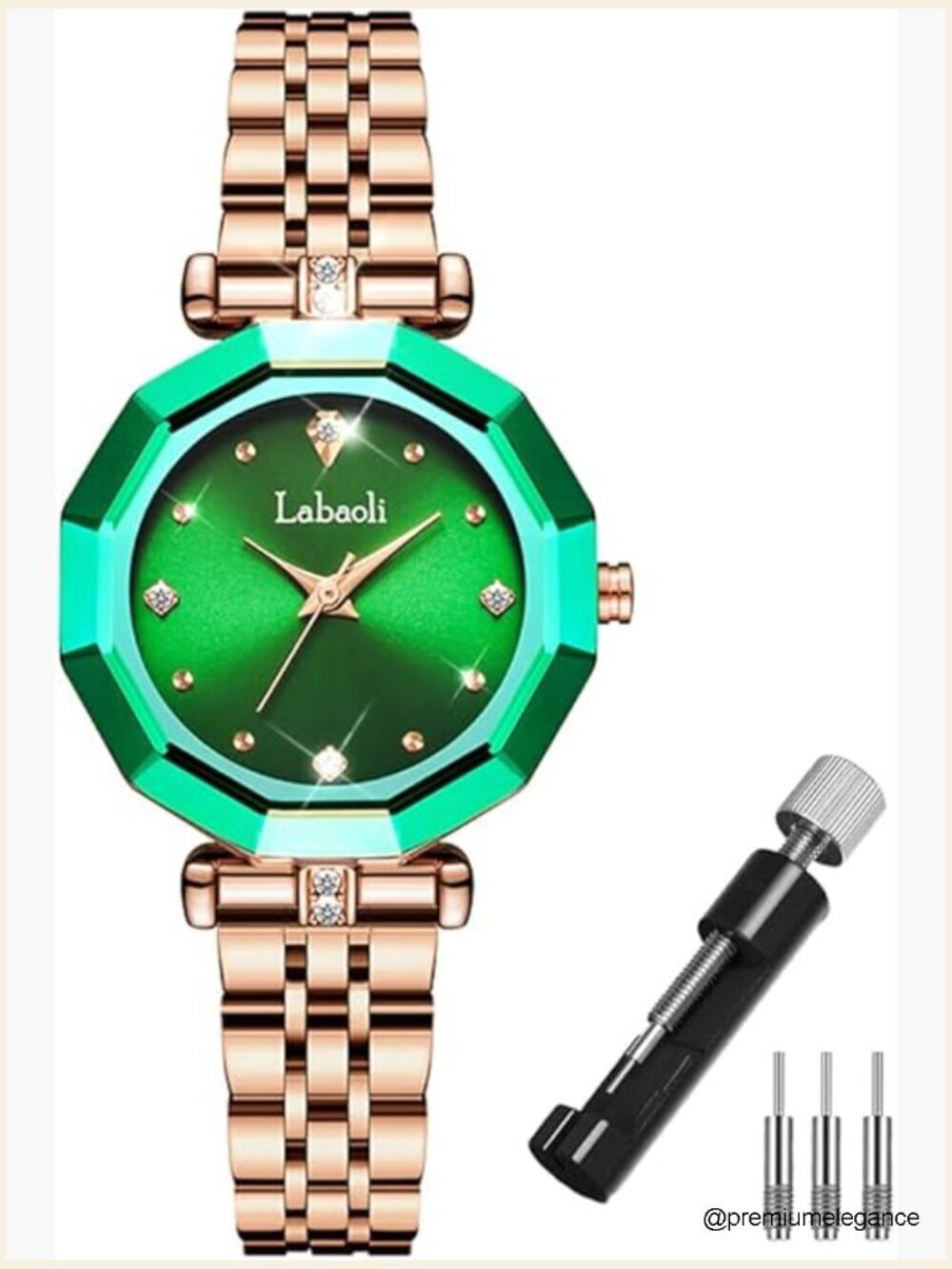 Women's Rose Gold Stainless Steel Crystal Watch - Quartz Water Resistant
